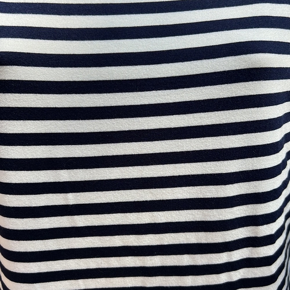 124. WHBM long sleeve stripe peplum bodice, officer blue with white stripes - Picture 2 of 10